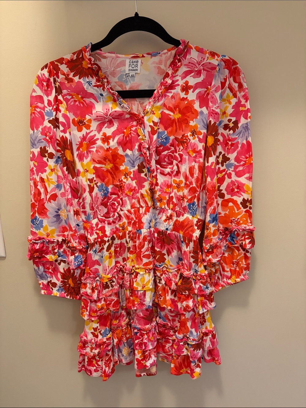 Cake For Dinner Pink Floral Ruffle Mini Dress